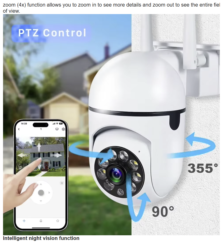 5G Wifi Video Surveillance Camera 5MP CCTV PTZ IP Camera Smart Human Tracking 4X Zoom Night Vision Full Color Outdoor Waterproof