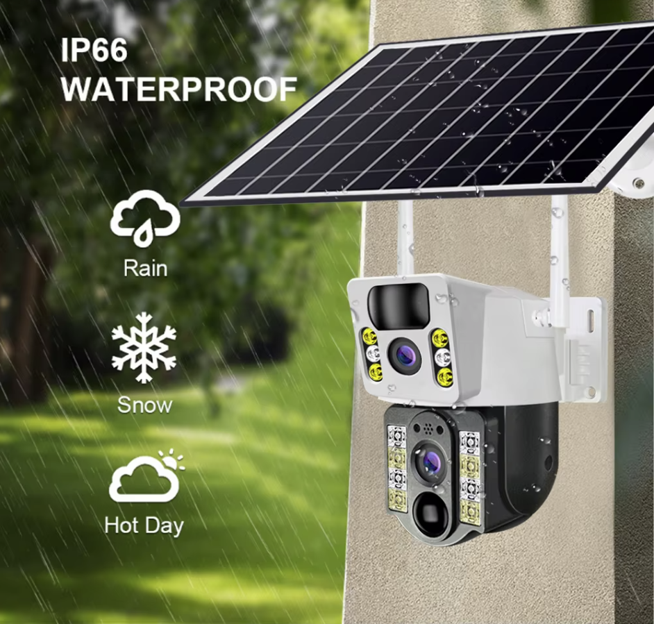 8MP 4K Wireless Solar Camera 4G Sim Outdoor Dual Lens Wifi IP Camera PIR Night Vision V380 Pro CCTV Security Protection Monitor