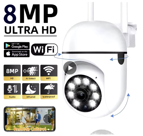 8MP Wireless Security Surveillance Camera Wifi IP Outdoor 4X Zoom Cameras Smart Home CCTV AI Human Tracking Two-way Audio HD Cam