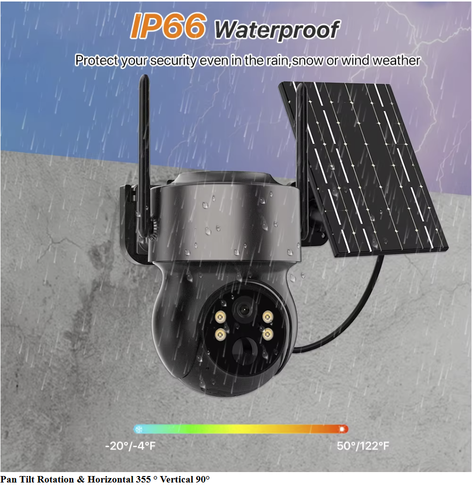 4MP HD Solar WIFI Camera Built-in Battery Wireless Outdoor IP Camera PIR Detection Security Cam Two-way Audio Surveillance iCSee